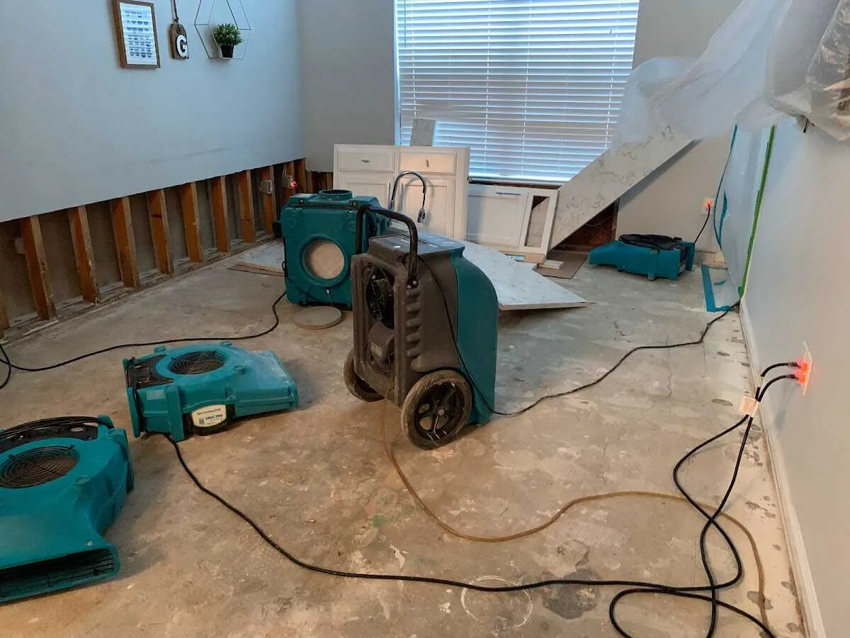 Dehumidifier in flood-cut room for Water Damage Restoration in Susquehanna
